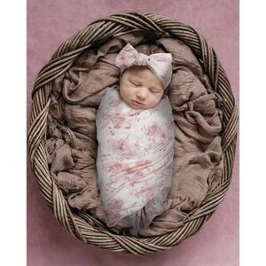 Wendy Bellissimo Girls Photo Op Headband & Swaddle Pink New with Tags Floral